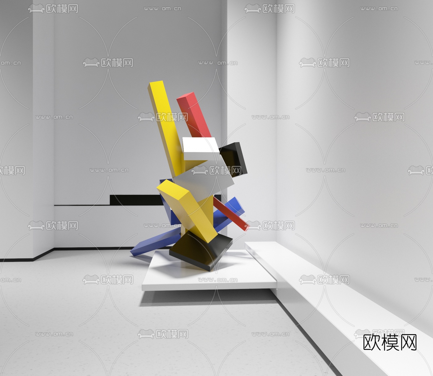 道胜设计 现代几何个性雕塑3d模型下载