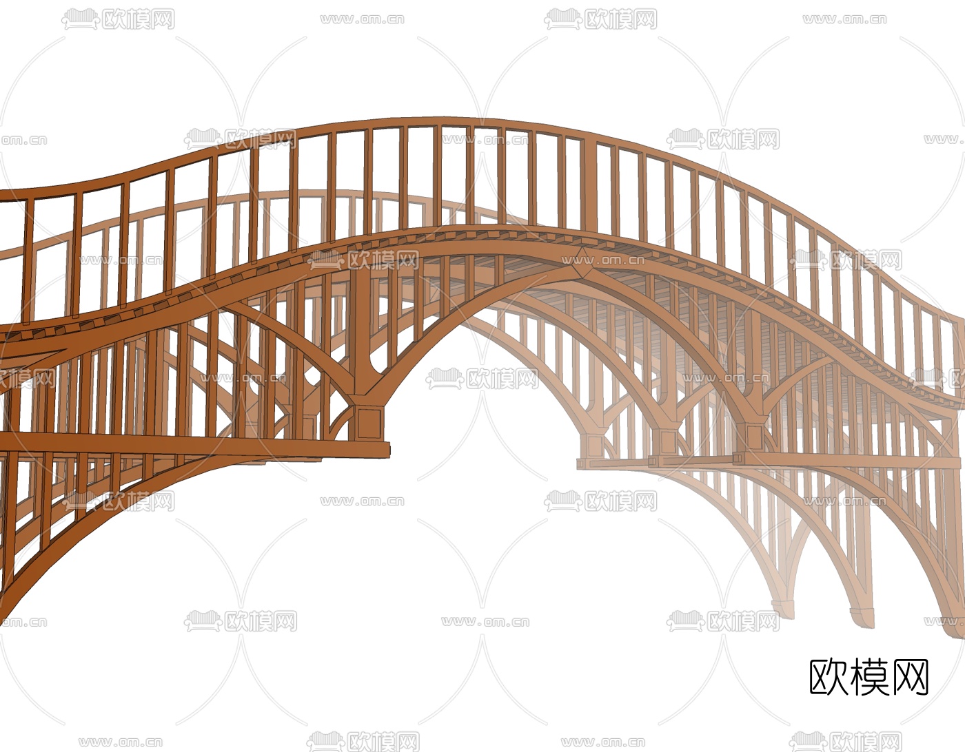 现代木拱桥免费su模型