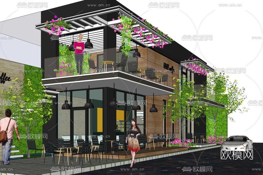 现代咖啡厅免费su模型下载_ID10055444_sketchup模型下载-欧模网