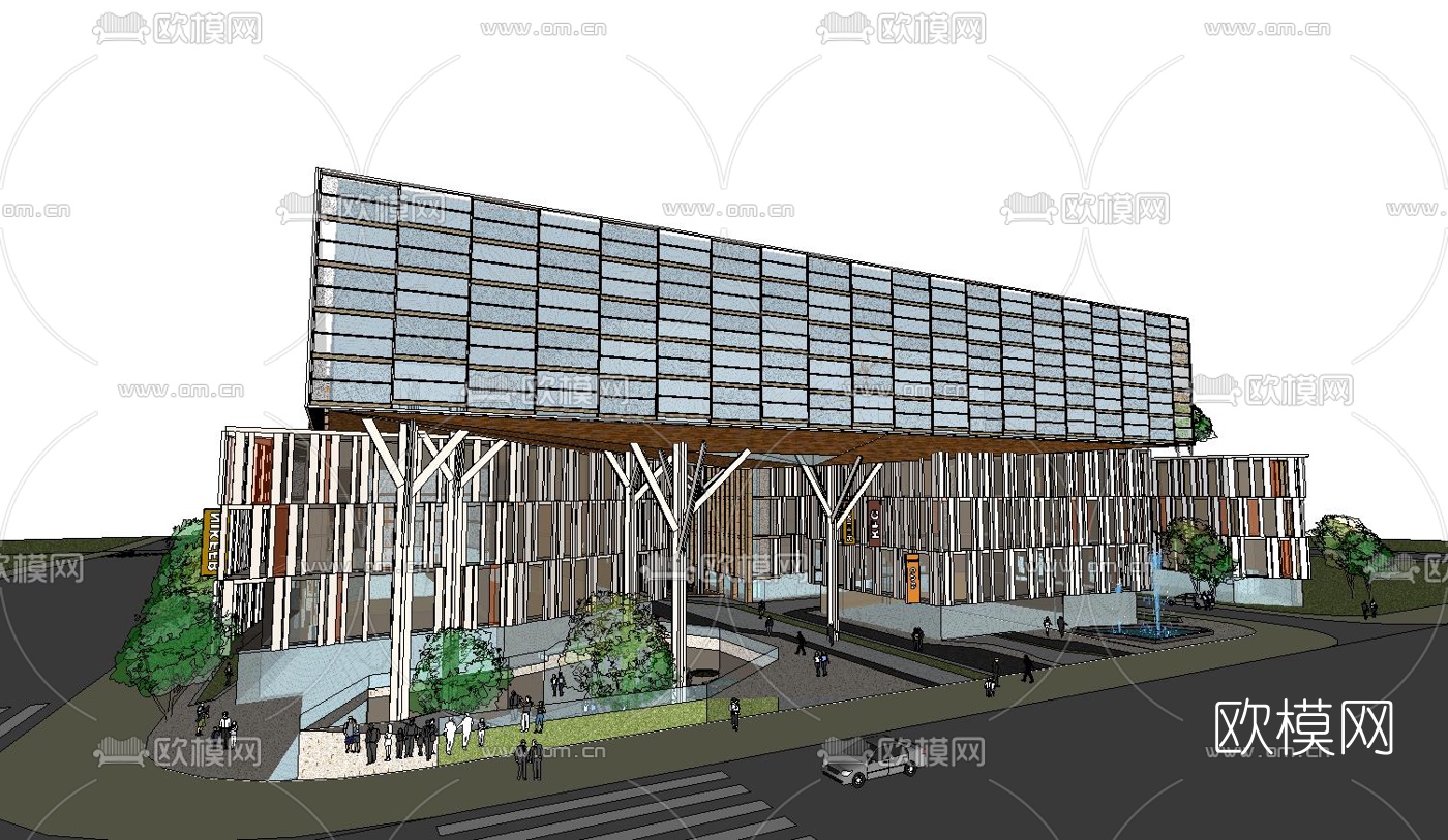 现代商业街su模型下载（渲染图6）
