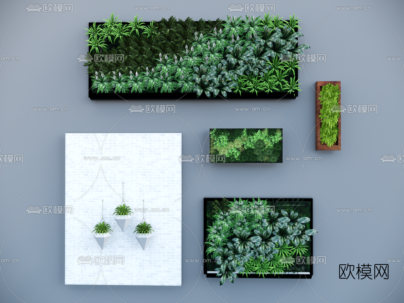 自然风植物背景墙su模型下载（渲染图1）