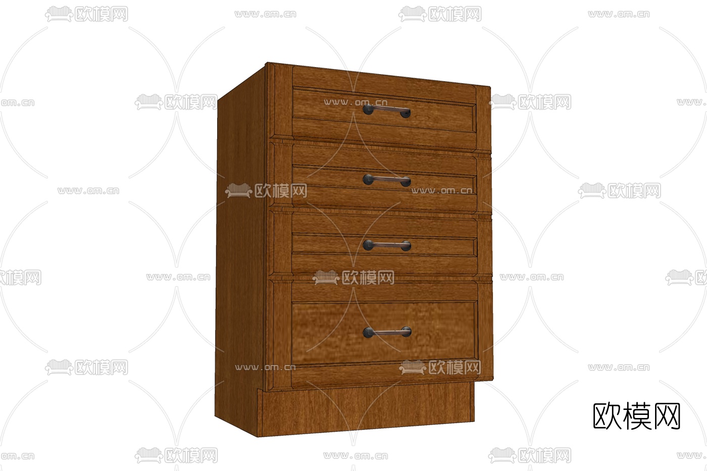 现代实木床头柜免费su模型下载