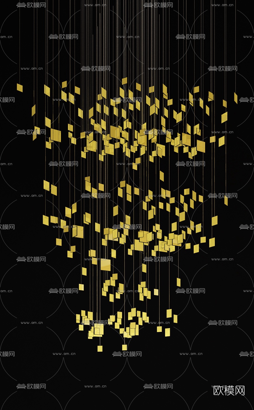 现代大型水晶装饰吊灯3d模型下载（渲染图3）