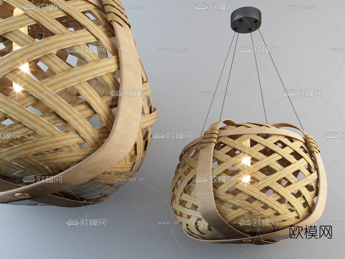 新中式竹编吊灯3d模型