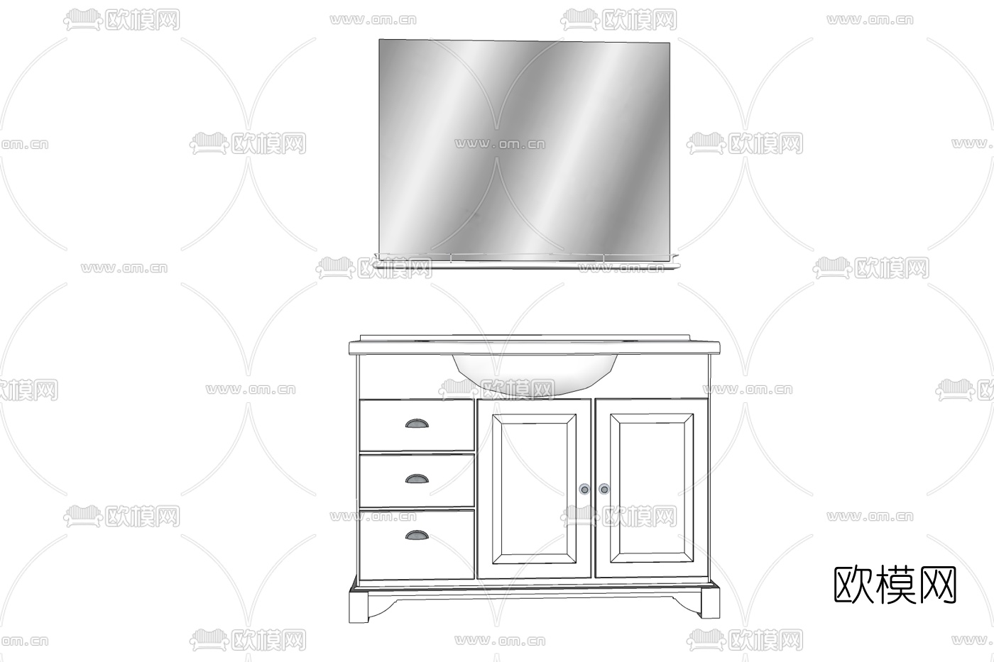 简欧洗手盆免费su模型下载