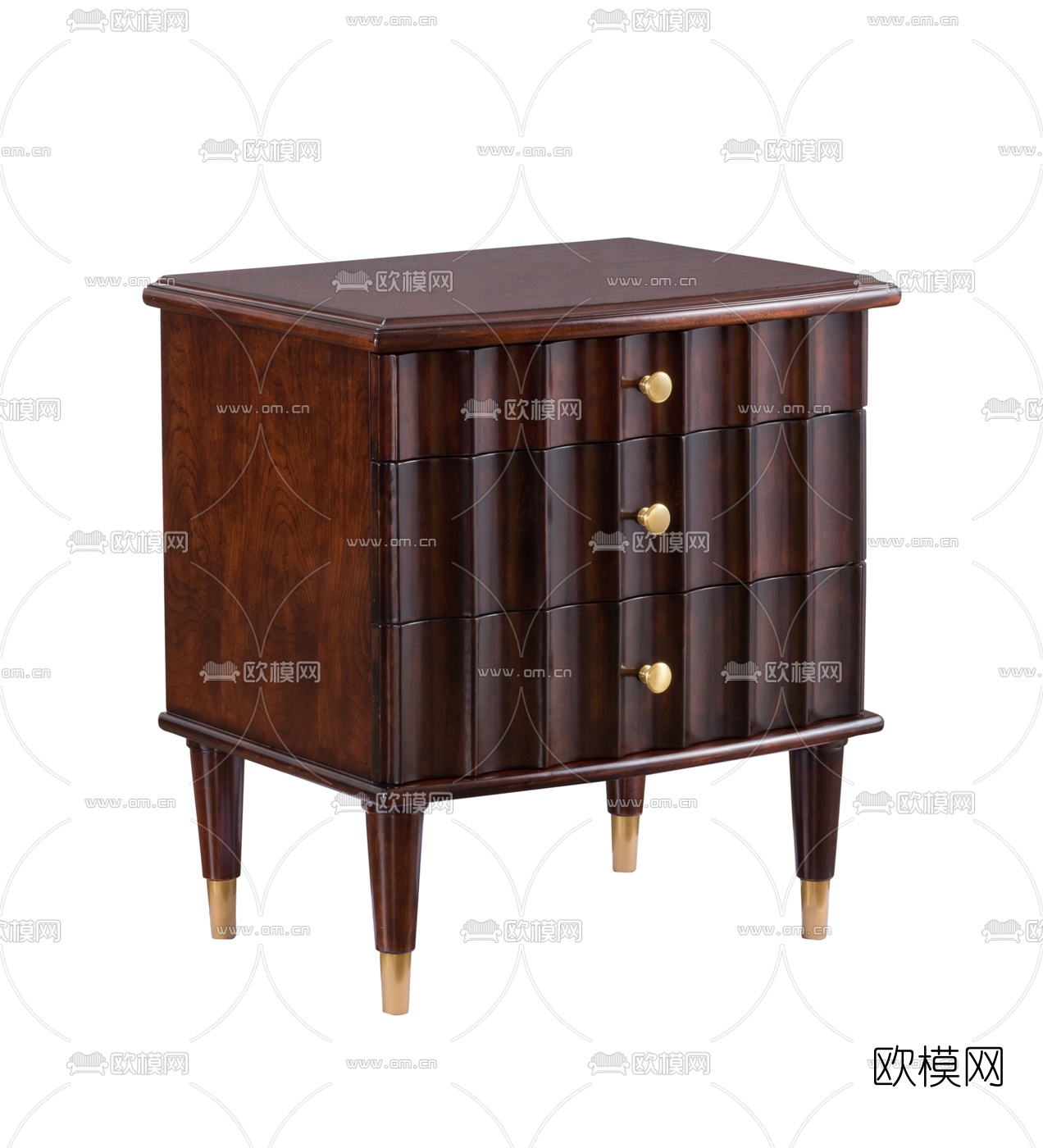 简美实木床头柜3d模型