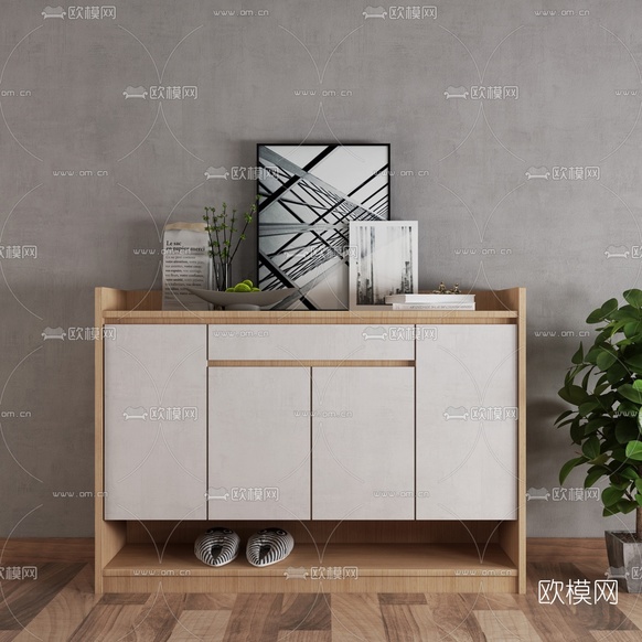 北欧玄关柜餐边柜3d模型下载(渲染图3)