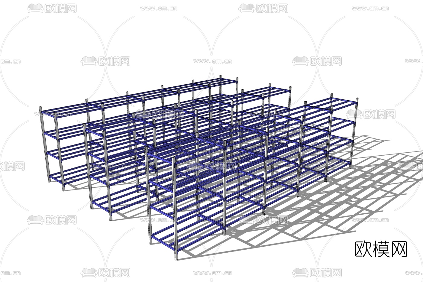 工业风货架置物架免费su模型下载