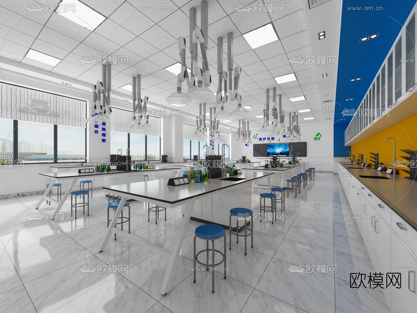 现代学校化学实验室3d模型