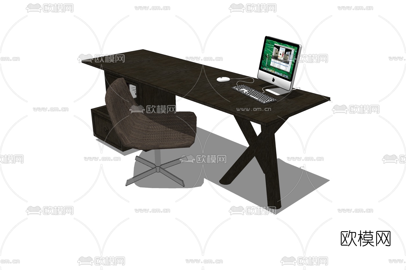 现代书桌免费su模型下载
