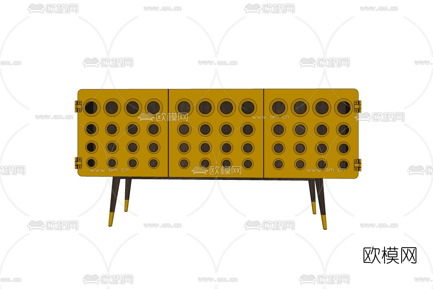 现代实木边柜免费su模型下载