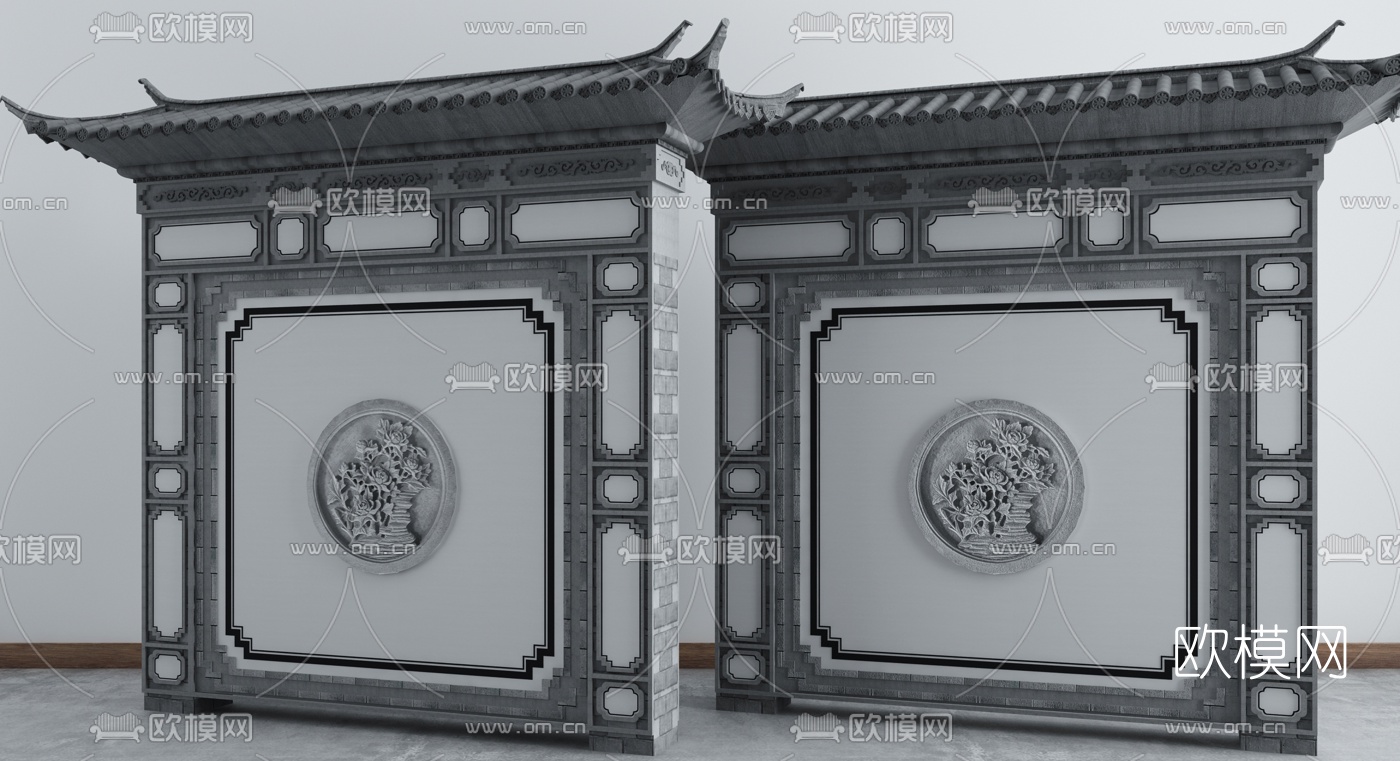 中式庭院景观牌坊3d模型