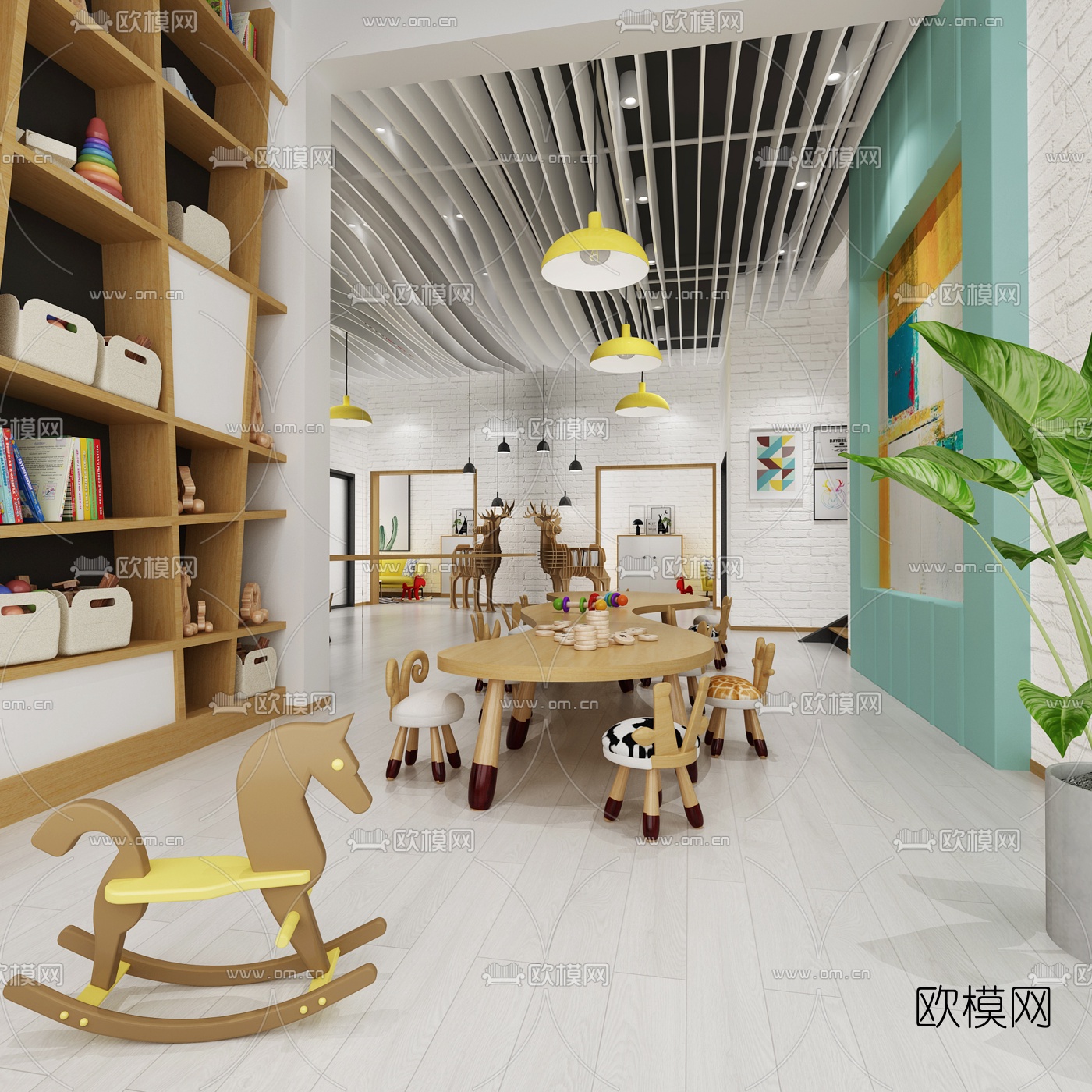 北欧幼儿园教室3d模型下载（渲染图1）