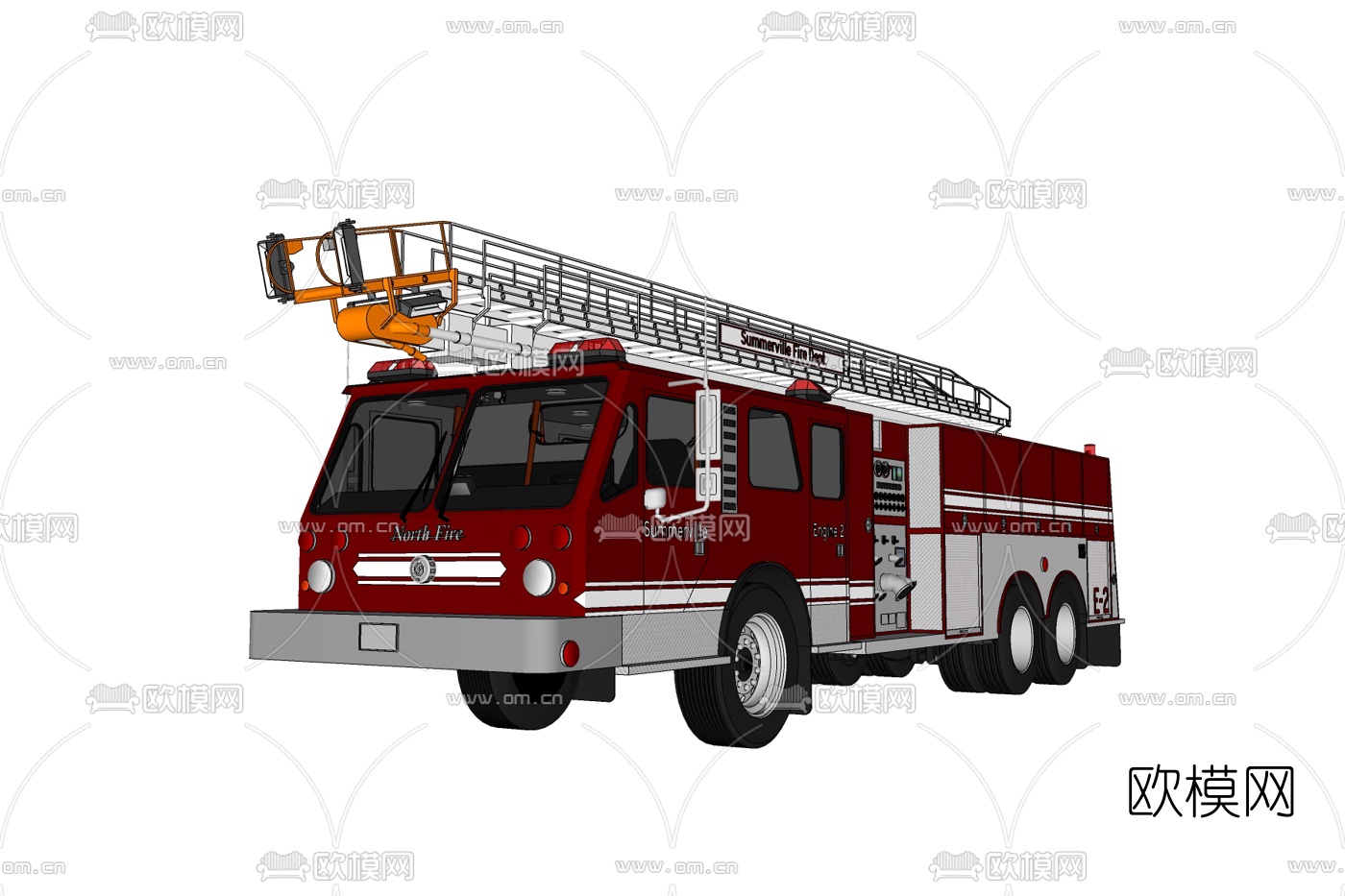 现代消防车免费su模型下载