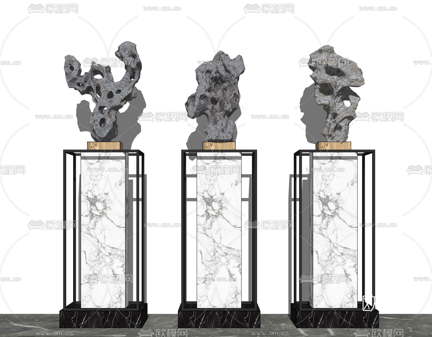 新中式太湖石摆件su模型下载