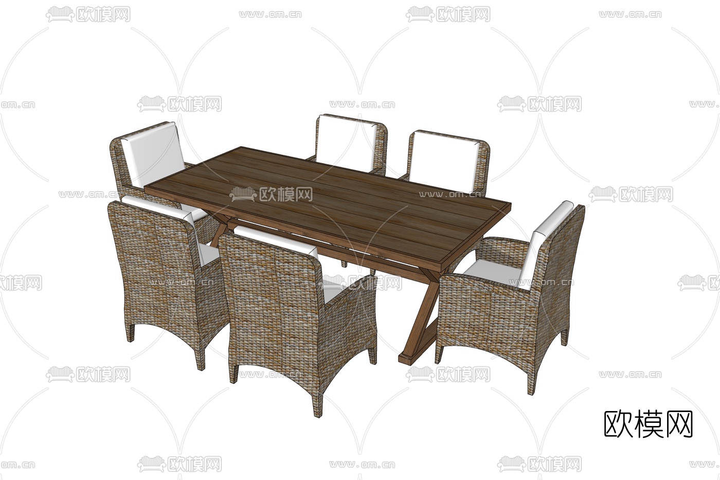 新中式餐桌椅免费su模型下载