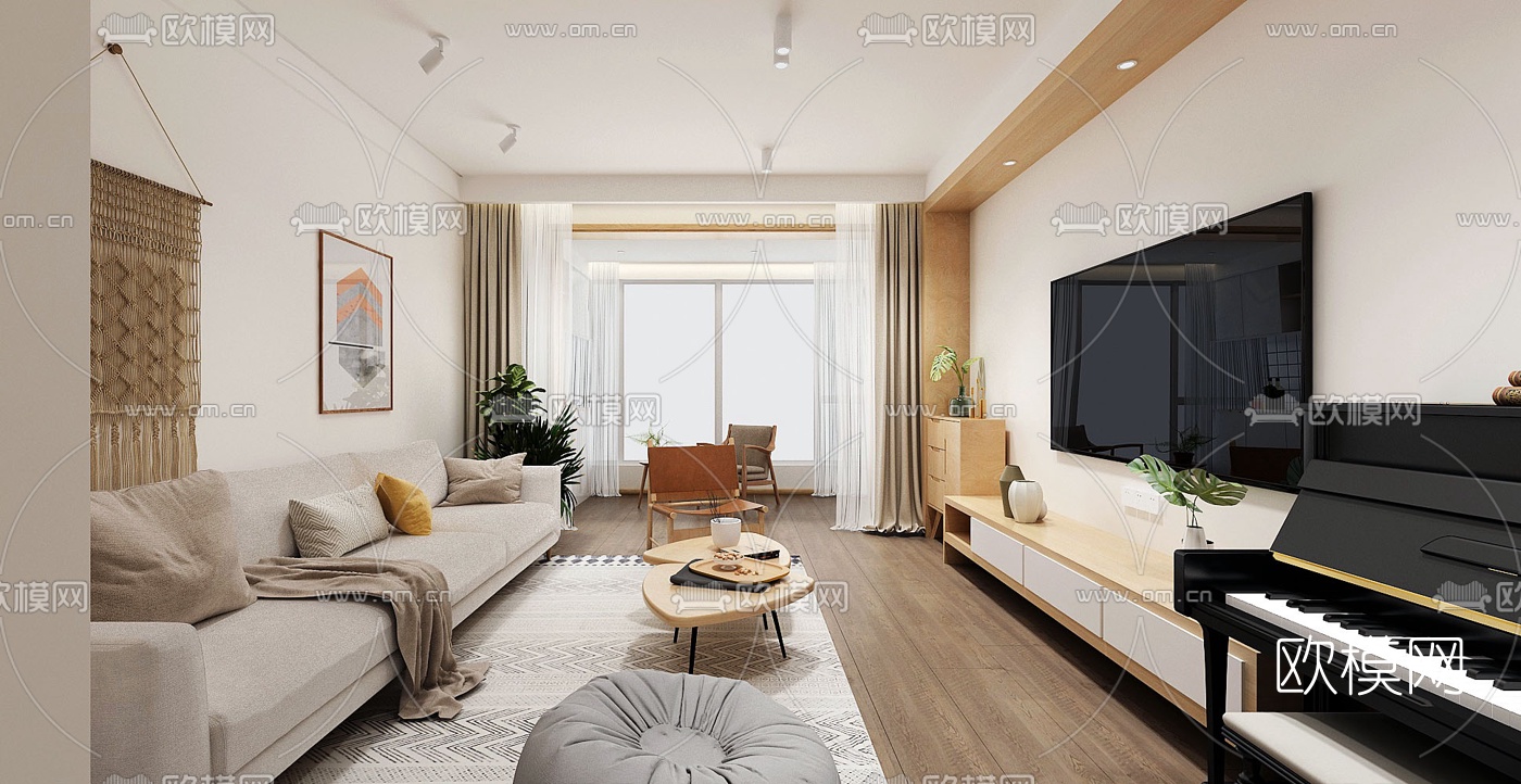 北欧客厅餐厅3d模型
