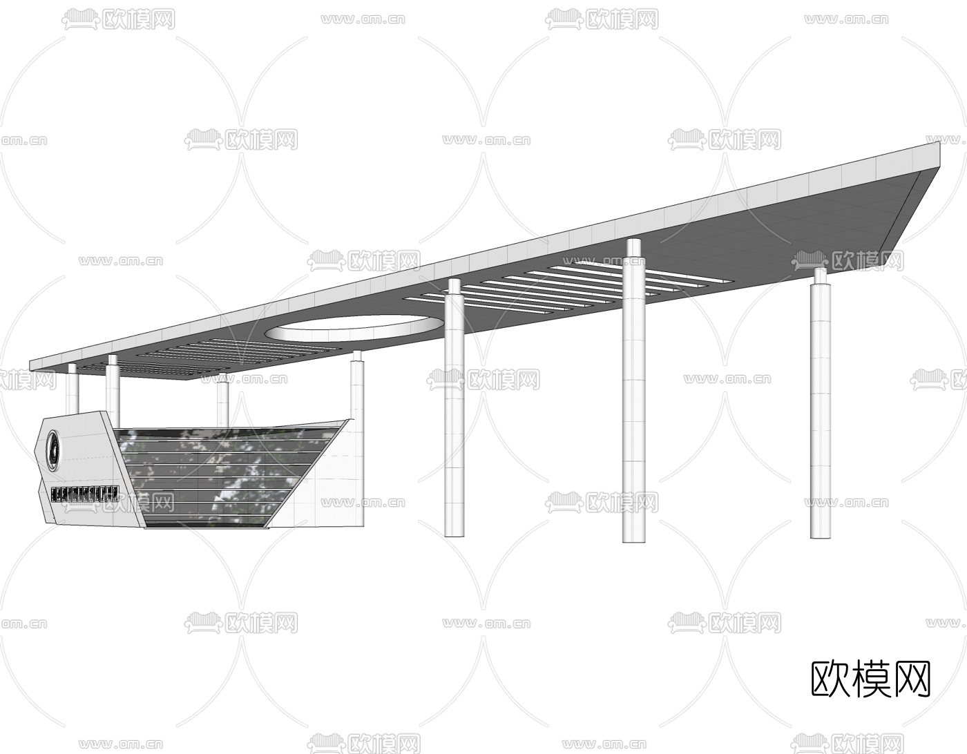 现代建筑门头免费su模型下载