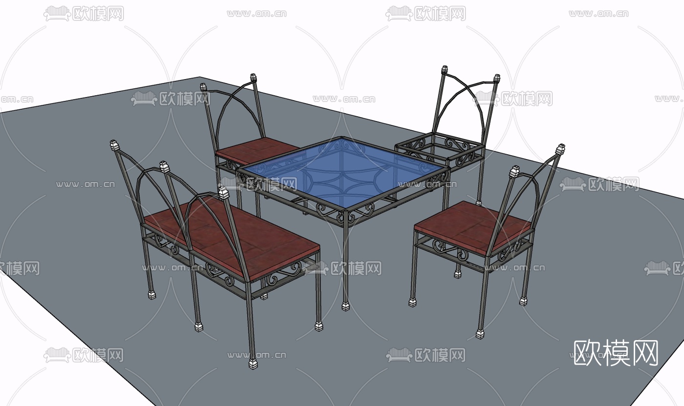 欧式金属休闲桌椅免费su模型下载