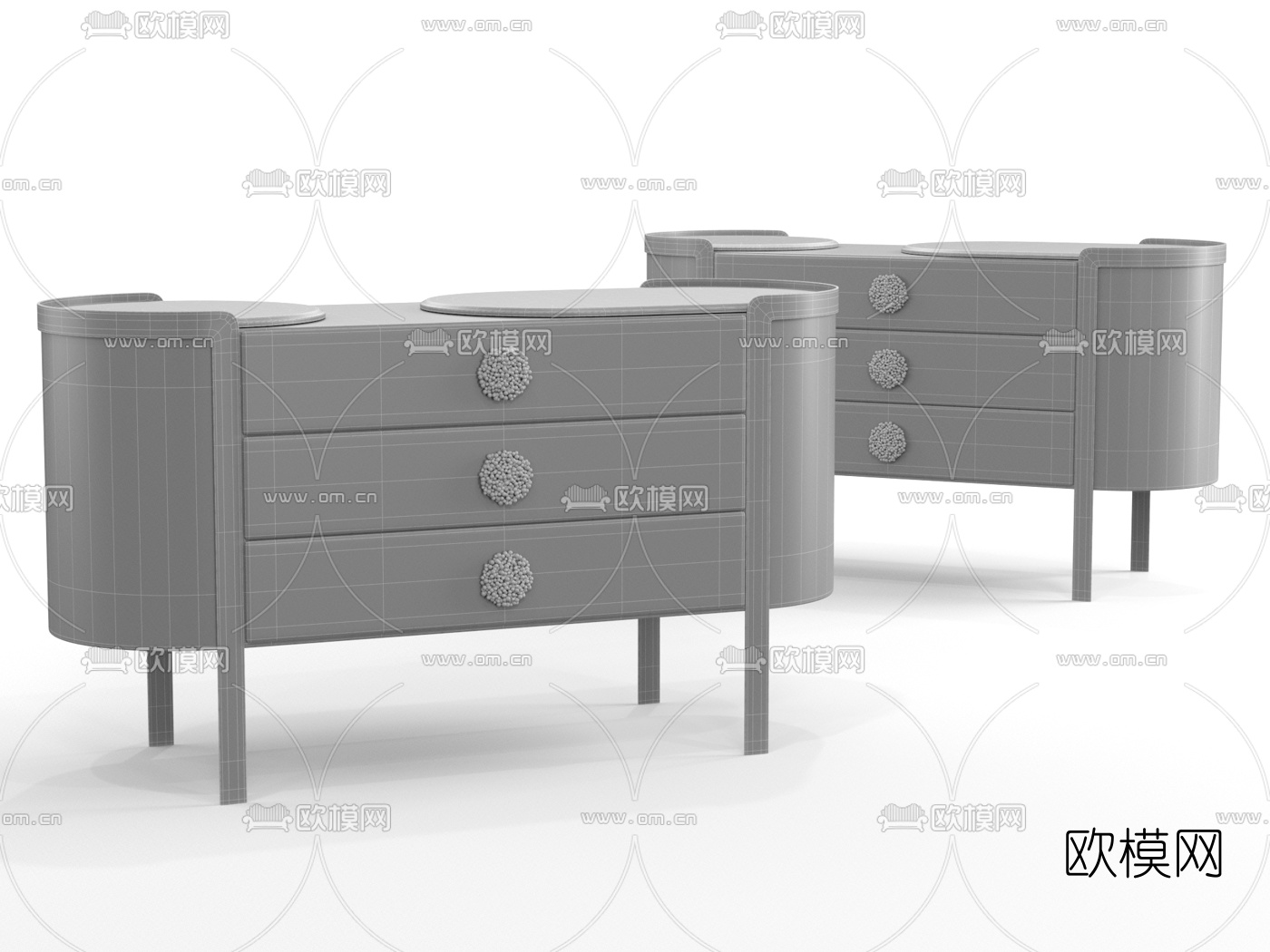 现代实木床头柜3d模型