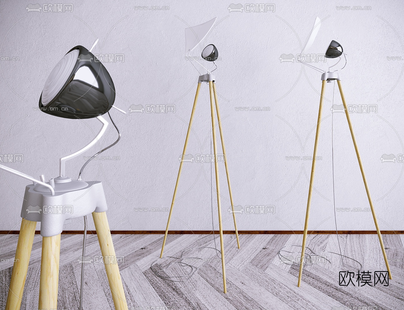 北欧三脚架落地灯3d模型下载