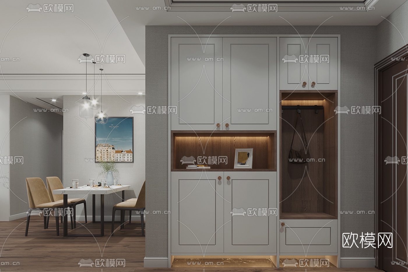 现代客厅餐厅3d模型