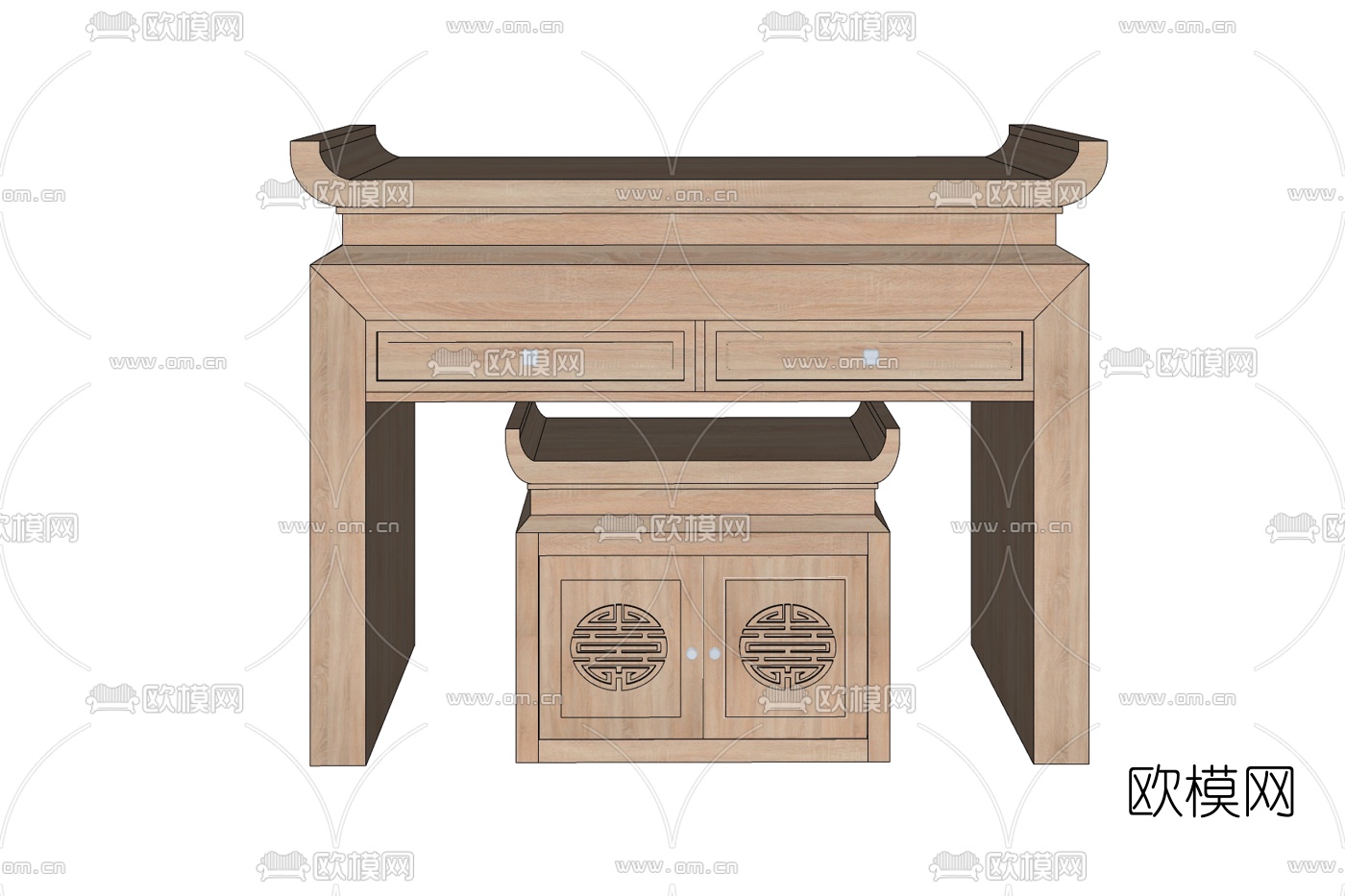 简欧实木端景台免费su模型下载