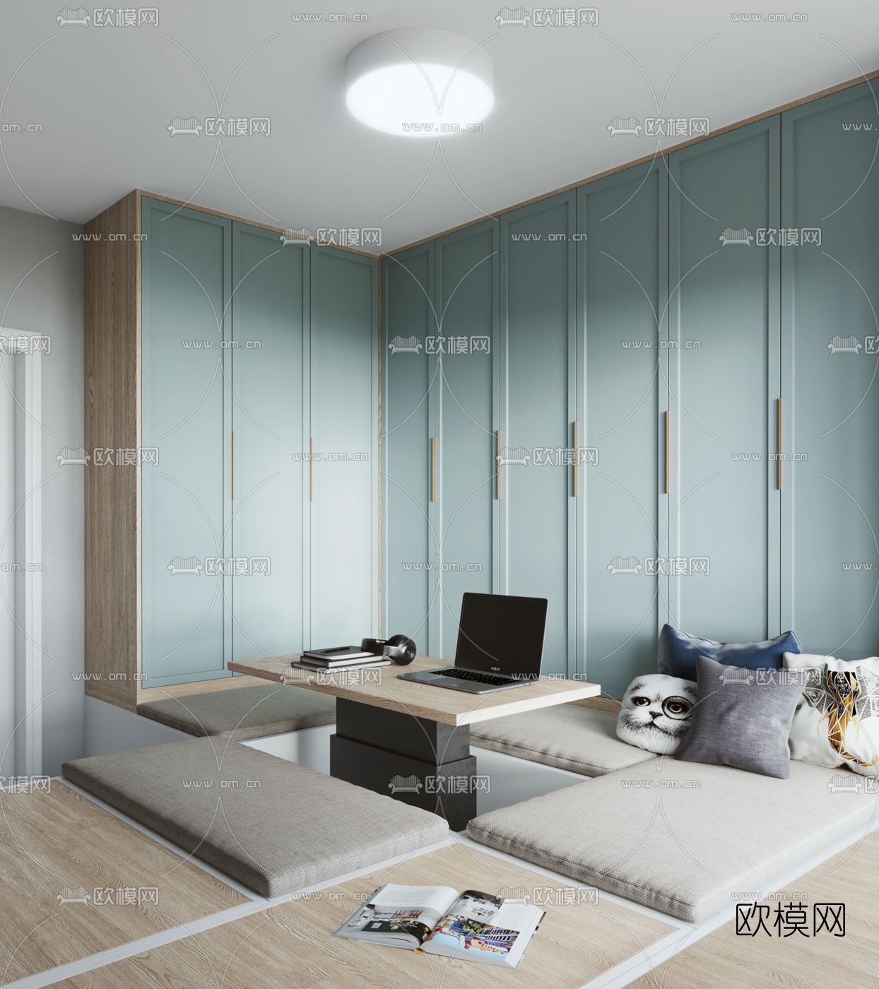 现代榻榻米休闲区3D模型下载