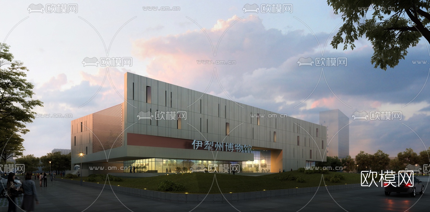 现代博物馆建筑外观3d模型