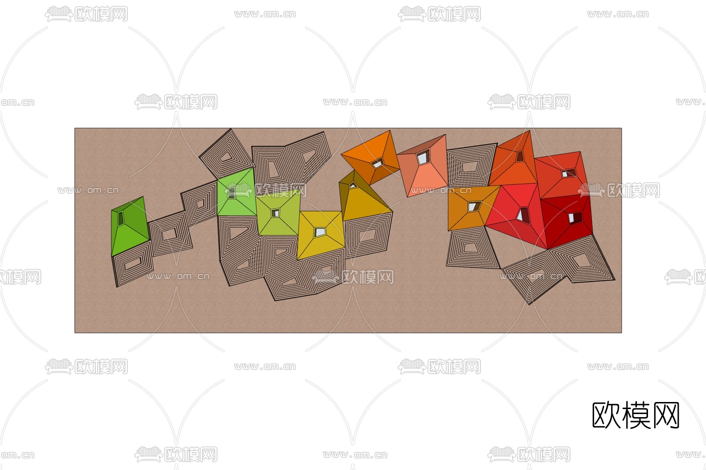 现代景观墙免费su模型下载