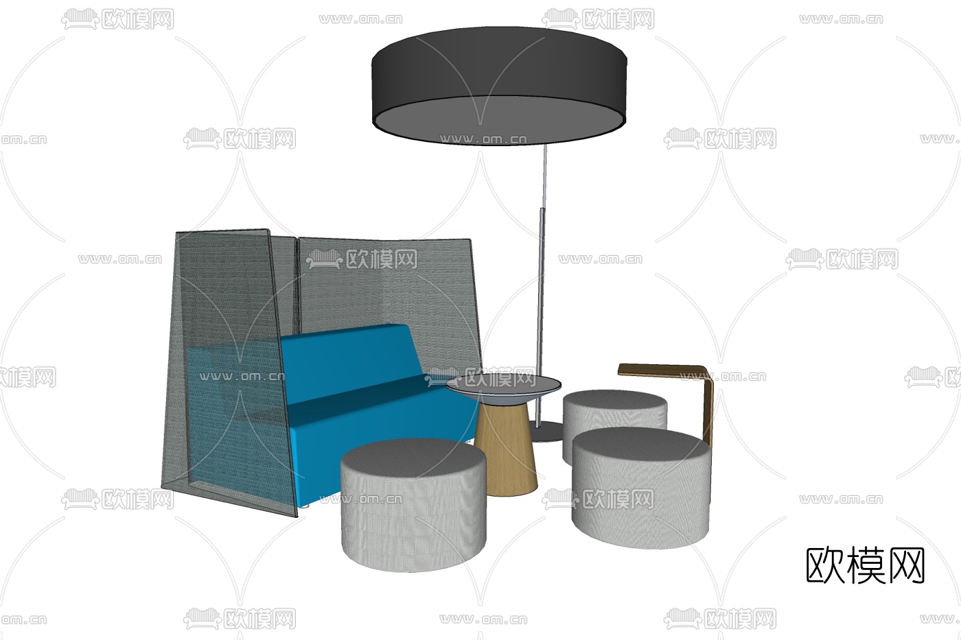 现代休闲沙发su模型下载