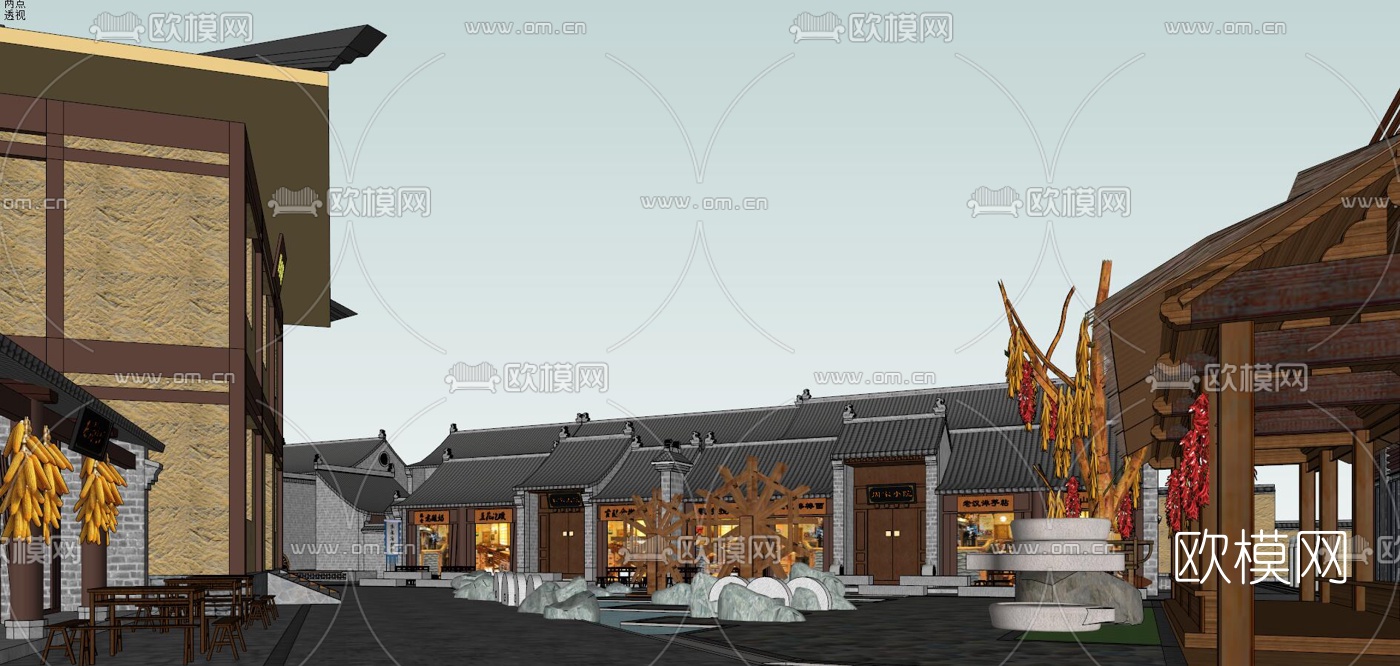 中式仿古小镇su模型下载（渲染图7）
