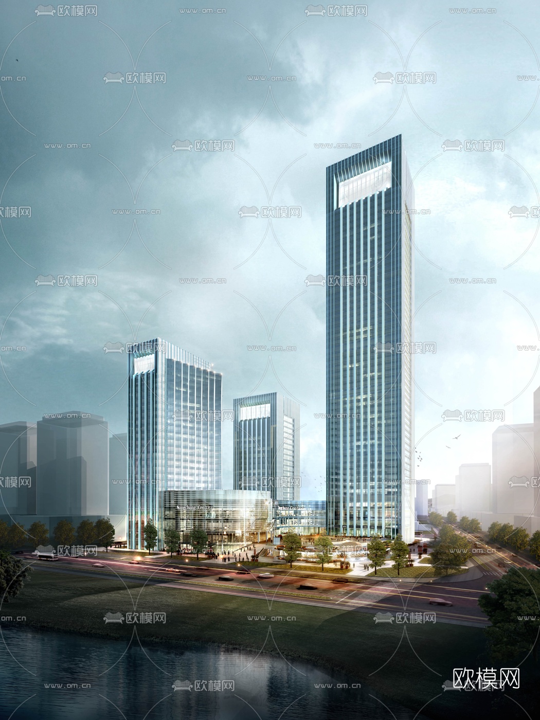 现代商业办公楼建筑外观3d模型
