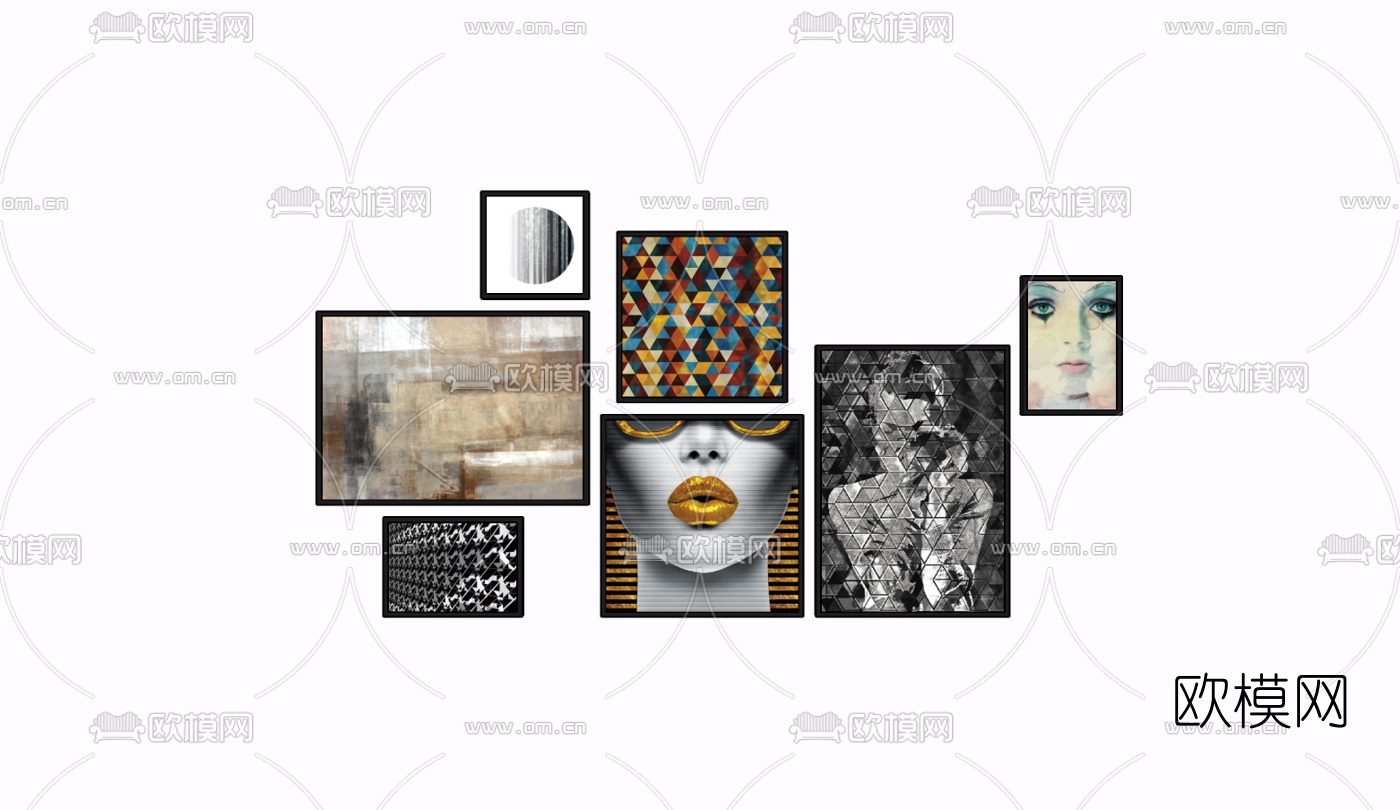 现代装饰画免费su模型下载