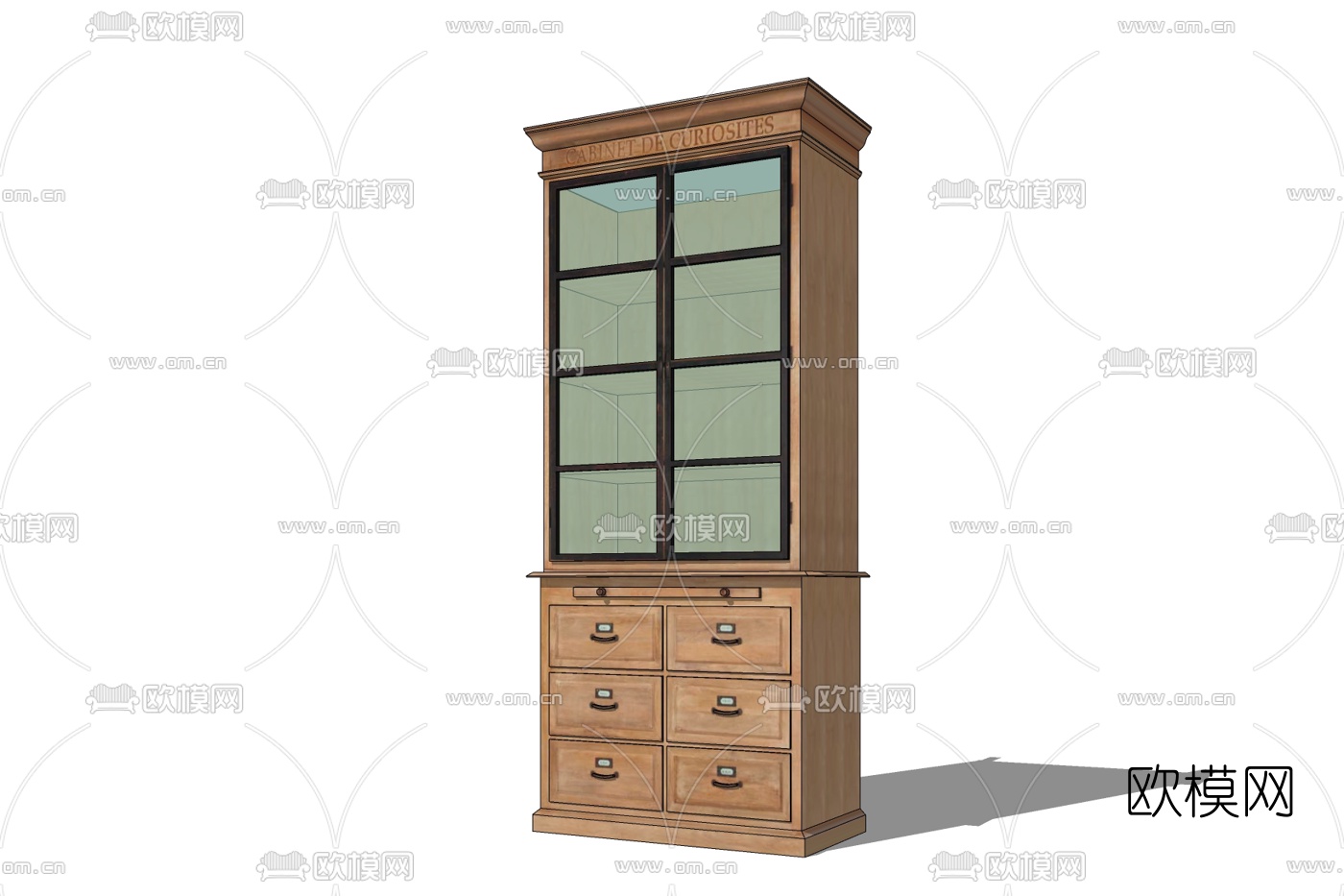 欧式玻璃衣柜免费su模型下载