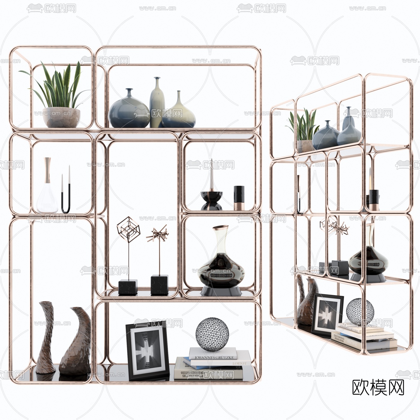 现代轻奢金属装饰架3d模型