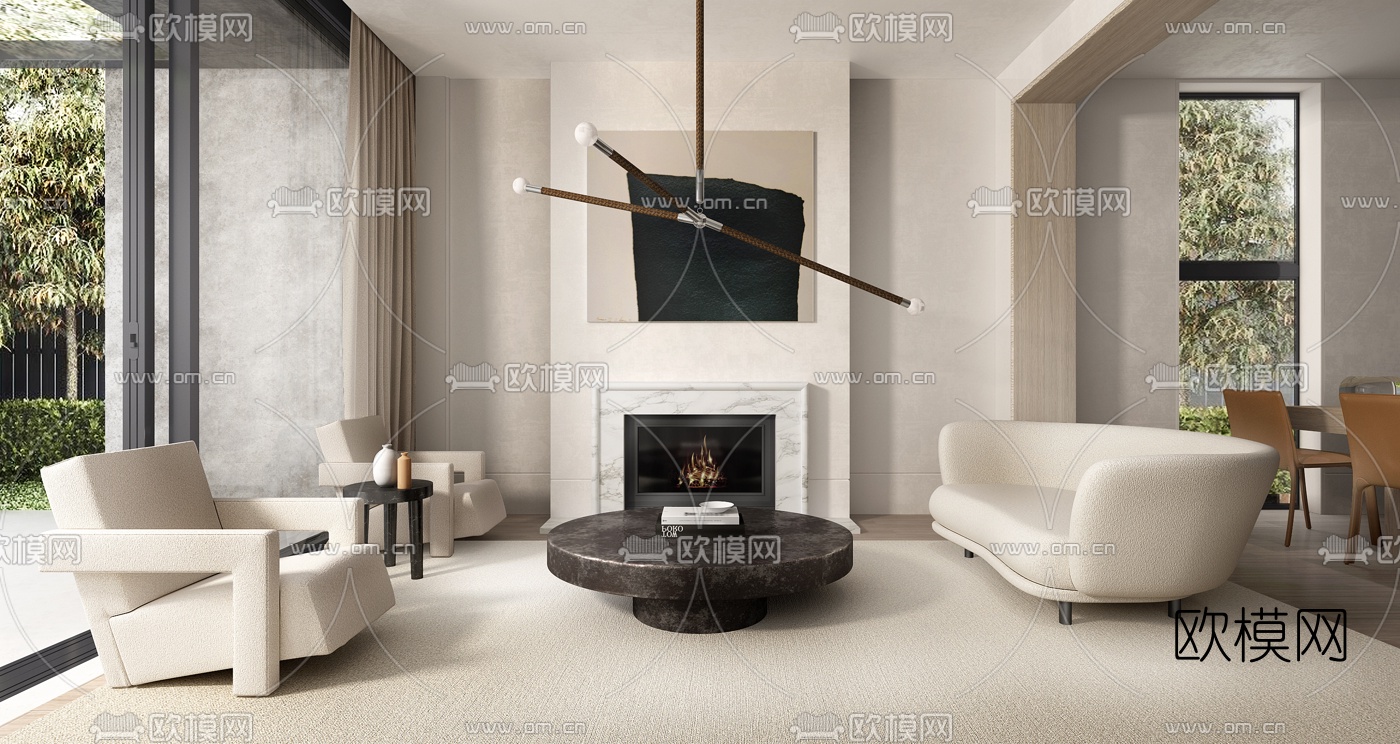 Mark Hunter设计 北欧客厅3d模型下载（渲染图1）