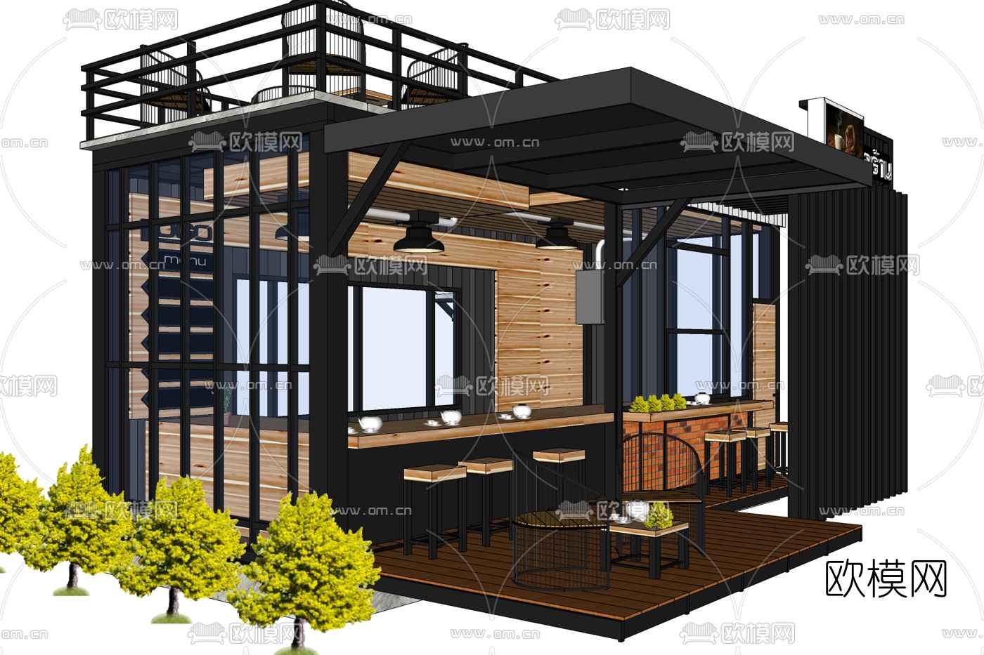 现代主题餐厅免费su模型下载