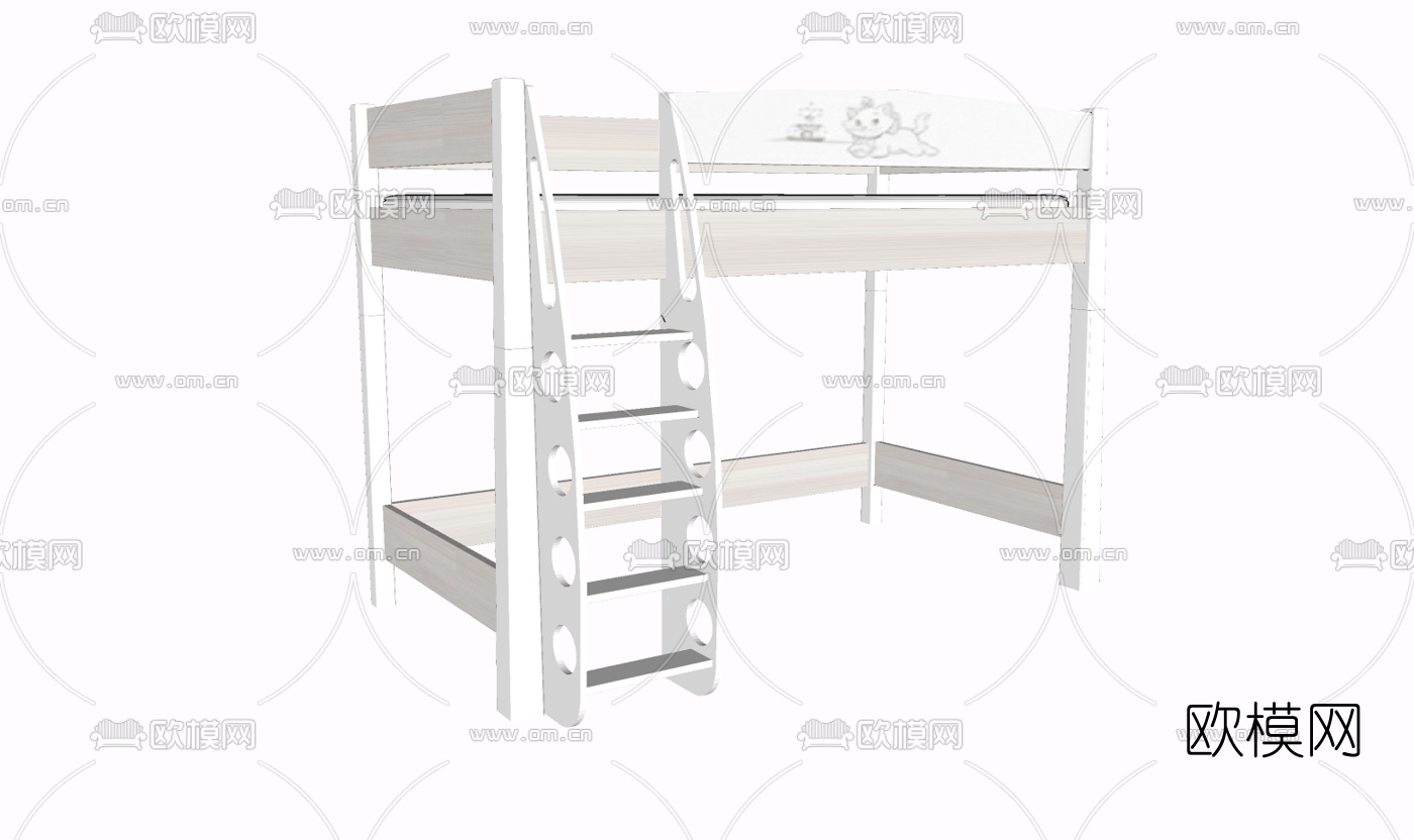 现代儿童床免费su模型下载