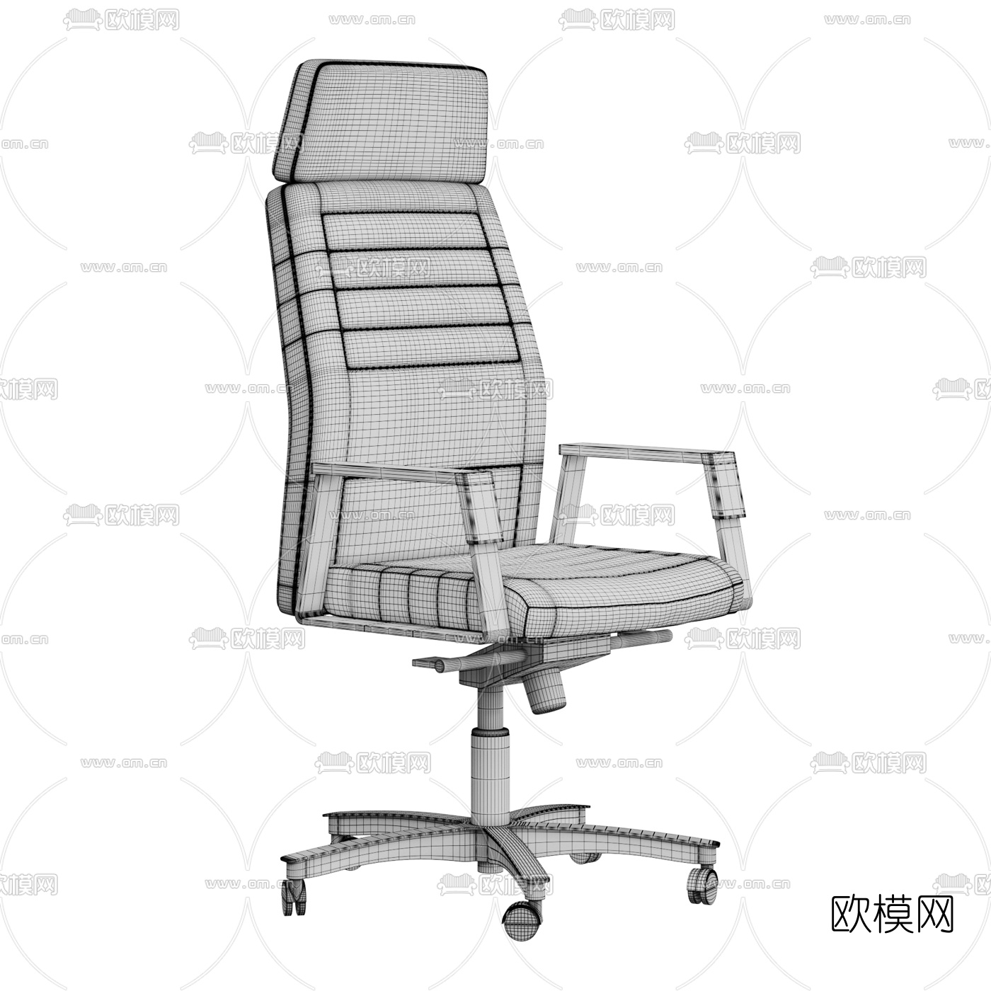 现代皮革办公椅组合3d模型