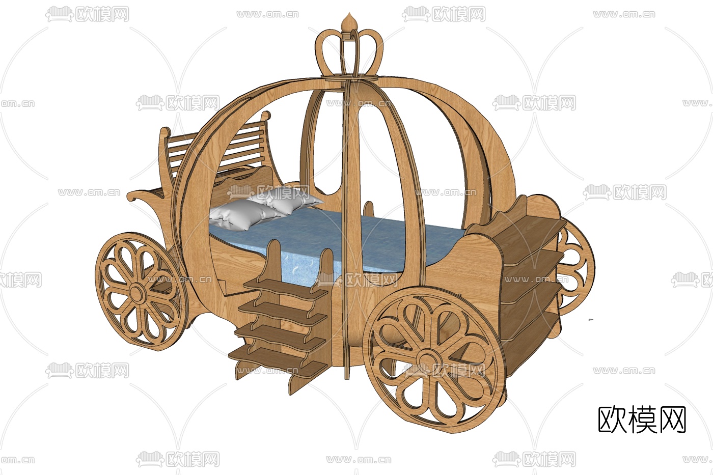 欧式马车婴儿床免费su模型下载