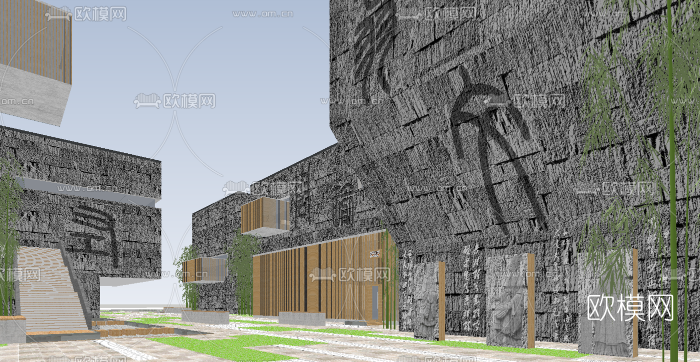 新中式博物馆su模型下载（渲染图5）