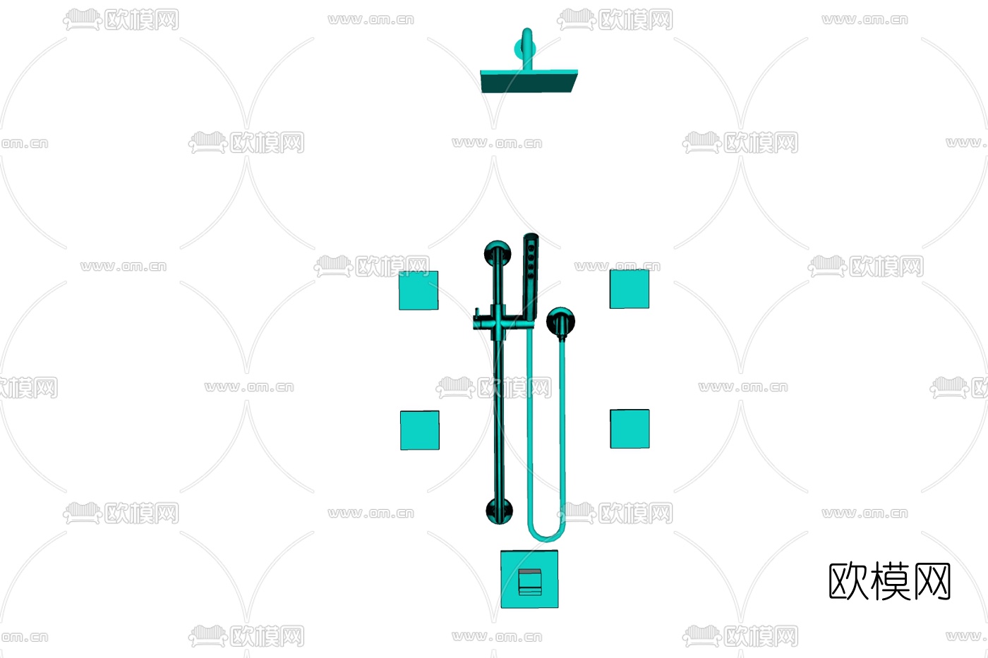 现代淋浴花洒免费su模型下载