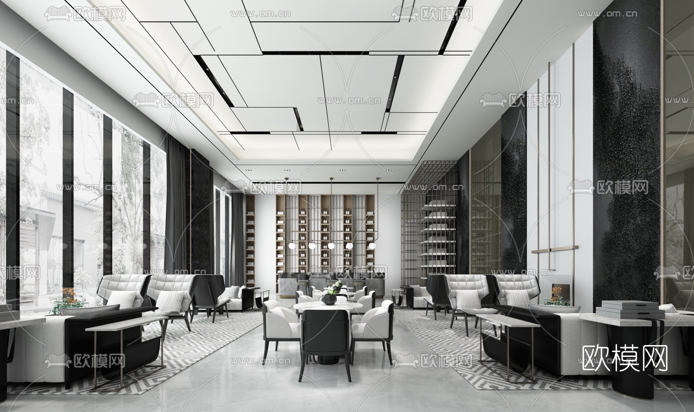 现代售楼部洽谈区3d模型下载