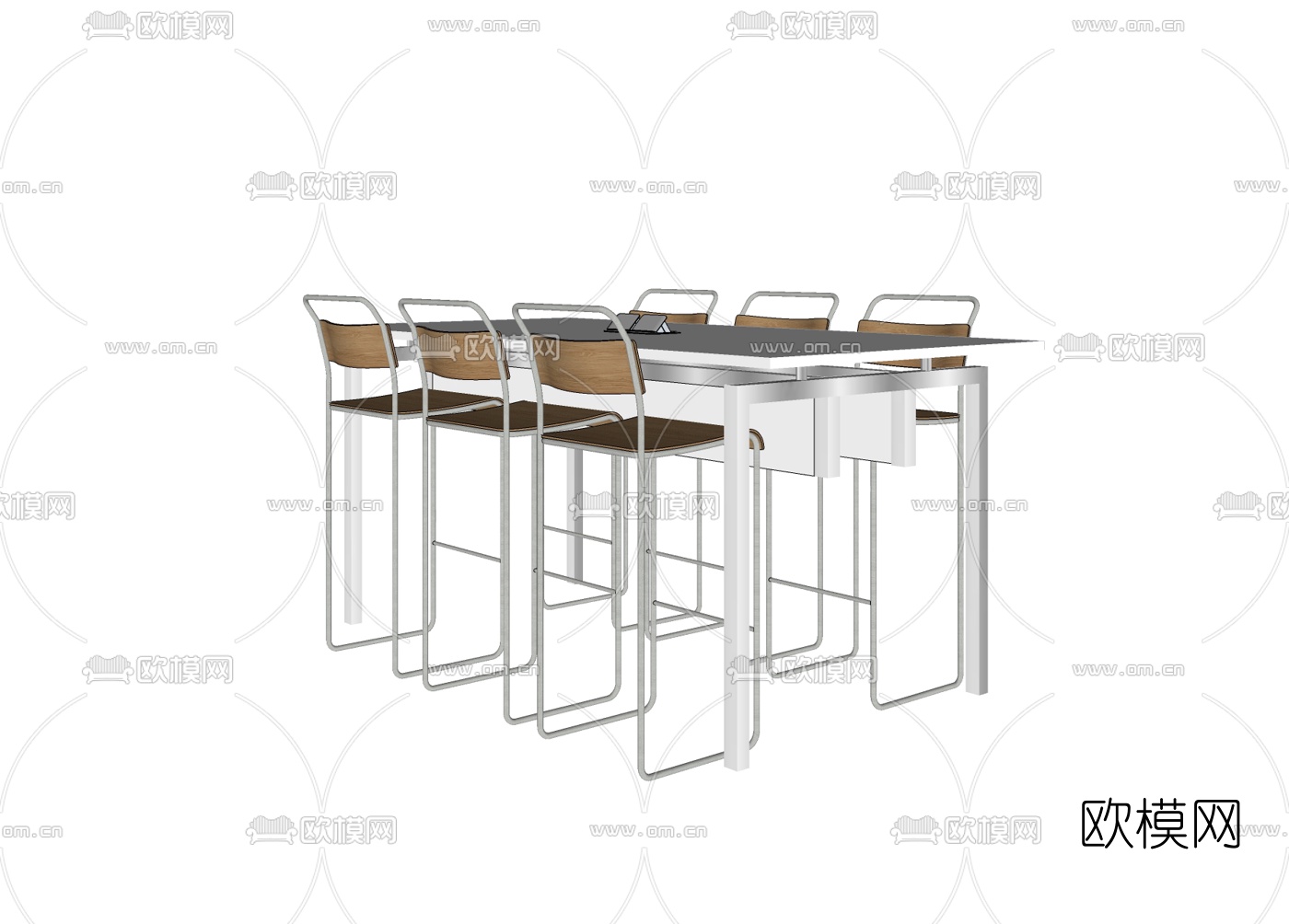 现代会议桌椅免费su模型下载