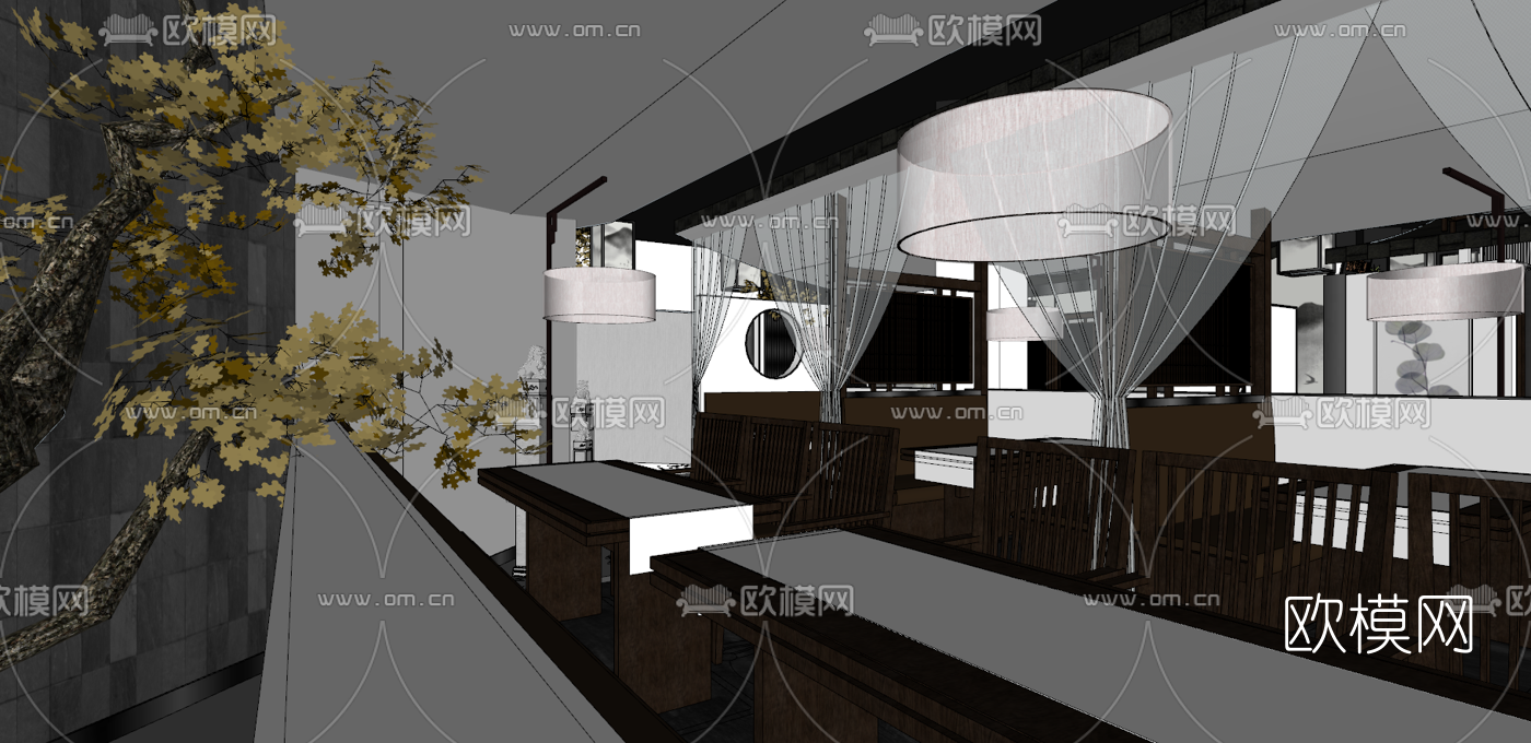 新中式徽菜主题餐厅su模型下载（渲染图7）
