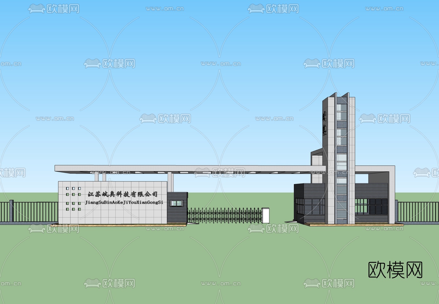 现代公司入户门免费su模型下载