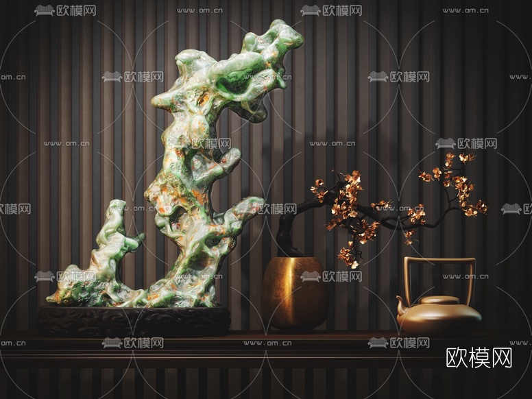 中式玉石摆件3d模型下载
