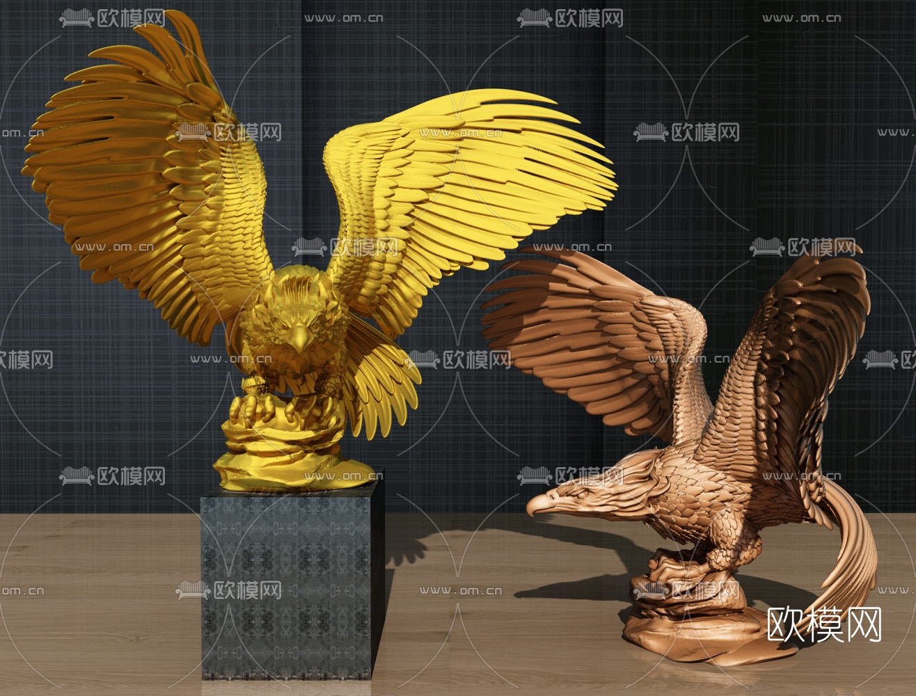 现代金属老鹰雕塑3d模型