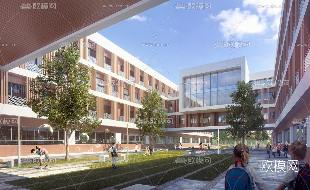 现代学校规划su模型下载（渲染图4）